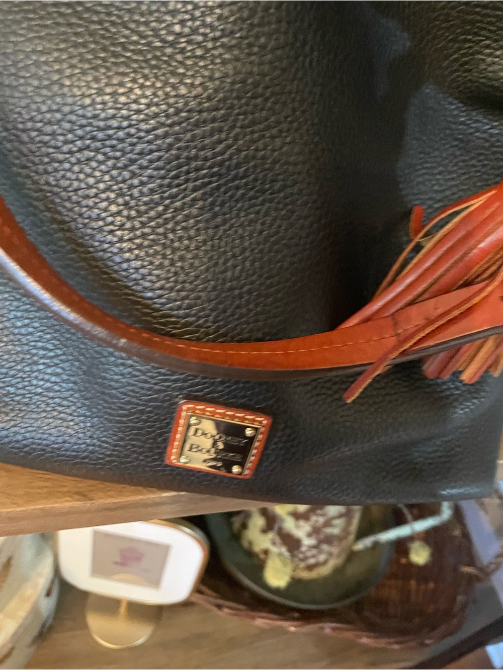 Dooney & Bourke Black Pebbled Leather Crossbody with Leather Tassel - Picture 8 of 14